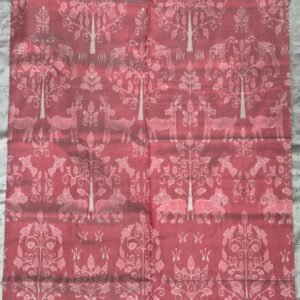 Pink and blue half tissue animal pattern sambalpuri silk saree with blouse