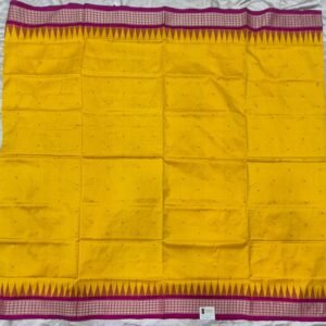 Yellow and pink buti pattern sambalpuri silk saree with blouse