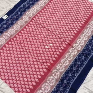Pink and blue sambalpuri cotton saree with blouse