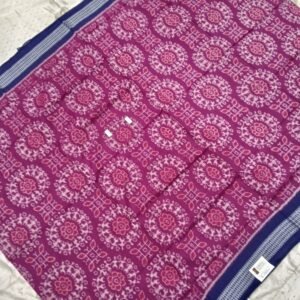 Pink and blue tribal art sambalpuri cotton saree