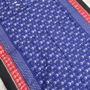 Blue and black tribal pattern sambalpuri cotton saree with blouse