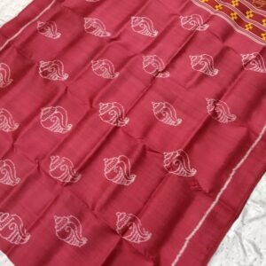 Red sankha pattern khandua silk saree with blouse