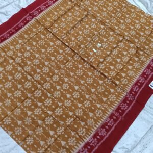 Yellow and maroon tribal art sambalpuri cotton saree with blouse