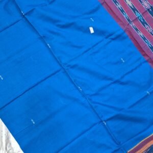 deep sky and maroon sambalpuri cotton saree