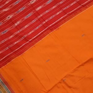 Orange and red sambalpuri cotton saree