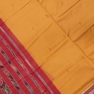 Yellow and red sambalpuri cotton saree