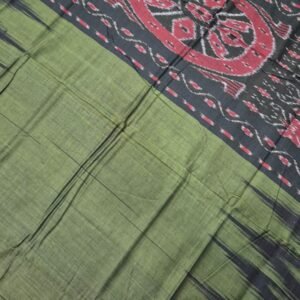 Green sambalpuri cotton saree with black temple border