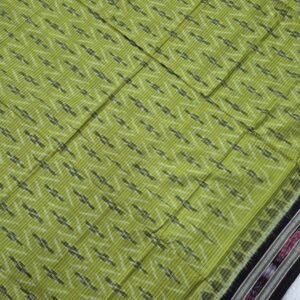 Green and black sambalpuri cotton saree with border