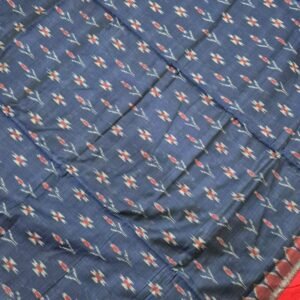 Blue and black sambalpuri cotton saree with plain border