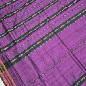 Magenta and black sambalpuri cotton saree