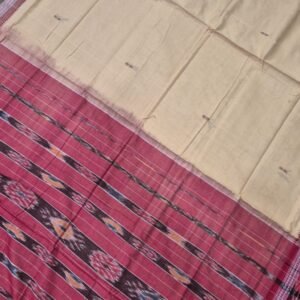 Brown and maroon sambalpuri cotton saree