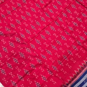 Red and blue sambalpuri cotton saree