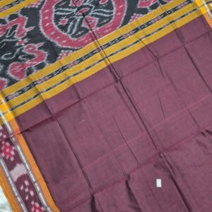Coffee and brown sambalpuri cotton saree with saptapar border