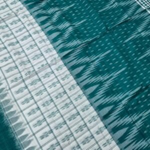 Green and white sambalpuri cotton saree with border