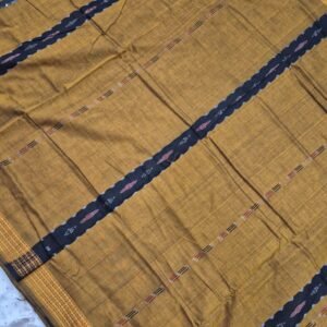 Brown and black sambalpuri cotton saree