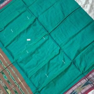 Sky green and red sambalpuri cotton saree