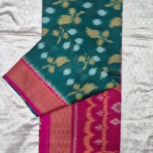 Rama green and pink sico silk saree with blouse