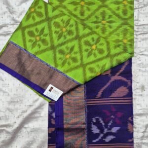 Green and blue sico silk saree with blouse