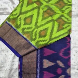 Light green and blue sico silk saree with blouse