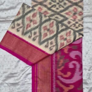 Light brown and pink sico silk saree with blouse