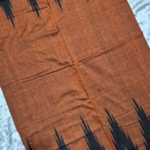 Rust and black sambalpuri cotton saree with temple border