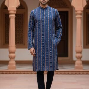 Blue sambalpuri long kurta