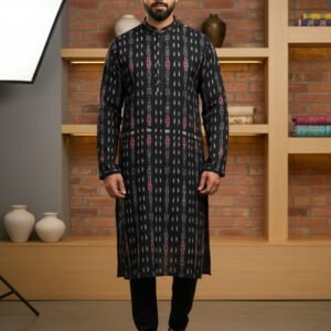 Black sambalpuri long kurta