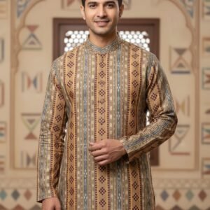 Brown sambalpuri long kurta