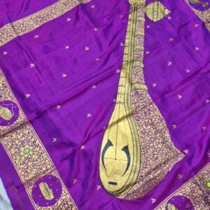 Purple shine pattachitra silk saree with blouse