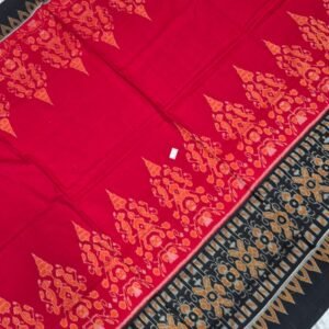 Red and black sambalpuri cotton saree with blouse