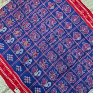 Nabakothi blue and red sambalpuri cotton saree