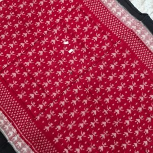 Red and black tribal pattern sambalpuri cotton saree