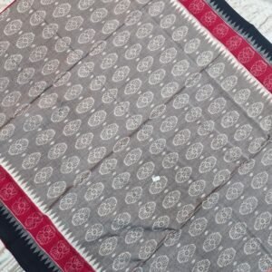 Gray and black sambalpuri cotton saree with blouse