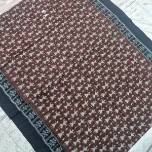 Brown and black tribal art pattern sambalpuri cotton saree with blouse